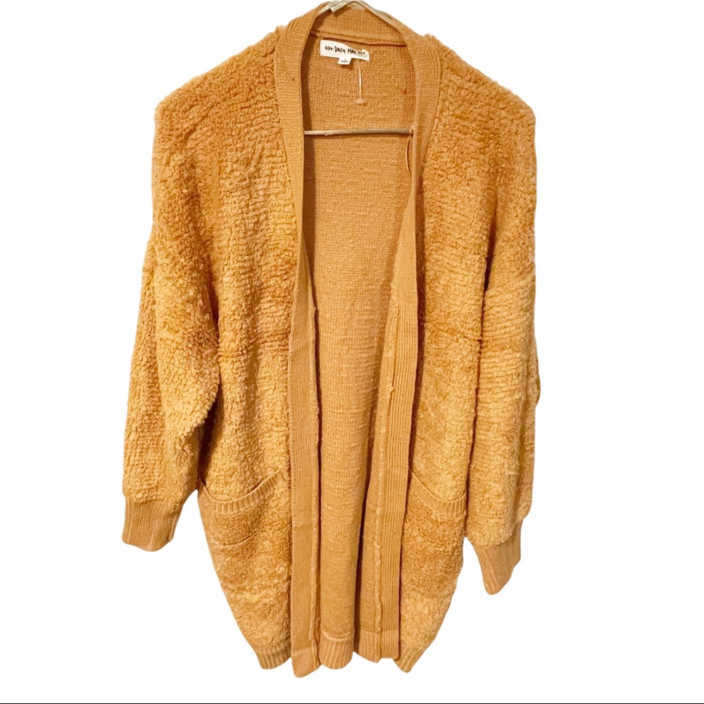 Daisy May‎ Large Burnt Orange Sherpa Eyelash Long Open Front Cardigan